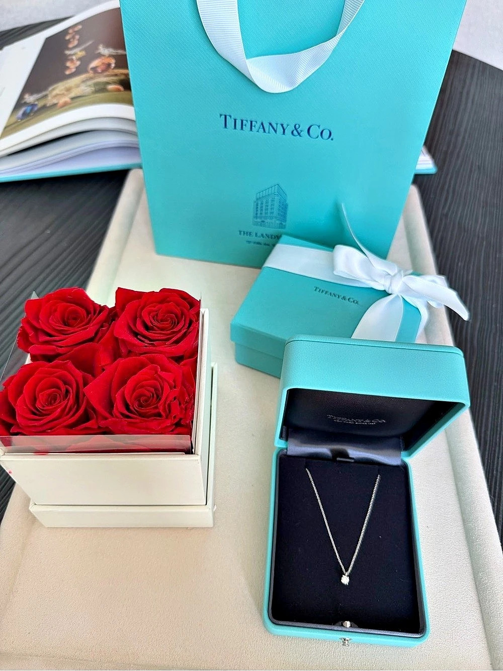 Tiffany & Co. Solitaire Diamond Pendant Necklace Platinum 0.17 CT 16” $1,500